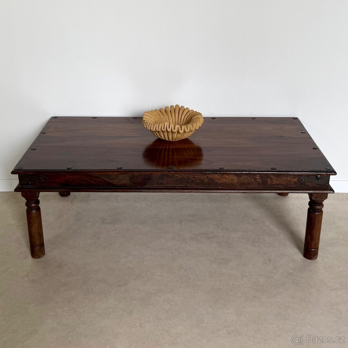 Konferenční stolek z tmavého koloniálního palisandru s tmavý - 3