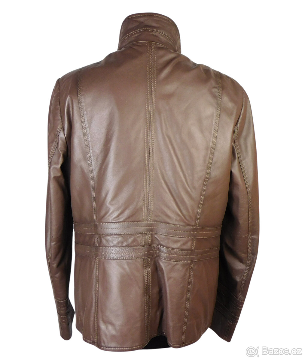 Kožená měkká dámská zateplená hnědá bunda MARBET v.XL - 3