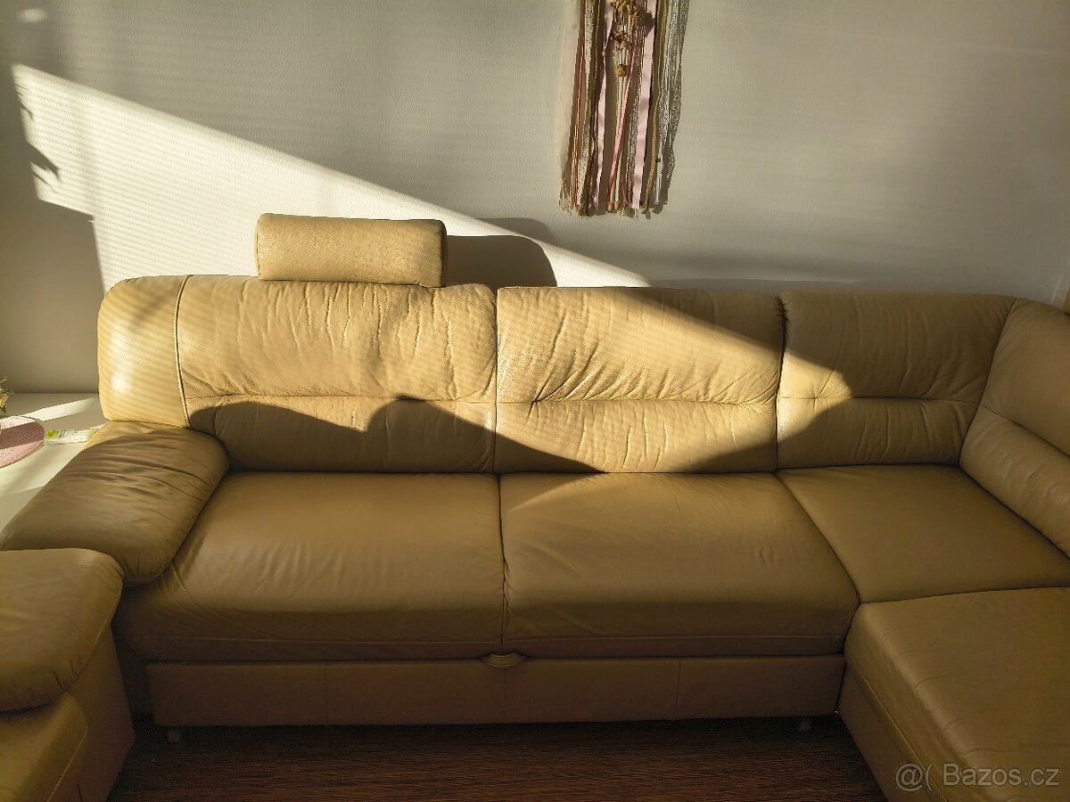 Spěchá Kožená pohovka s křeslem - 3