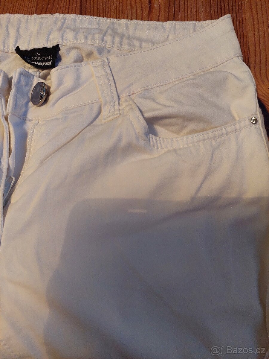 Kalhoty dívčí bílé plátěné vel. 34 - 3