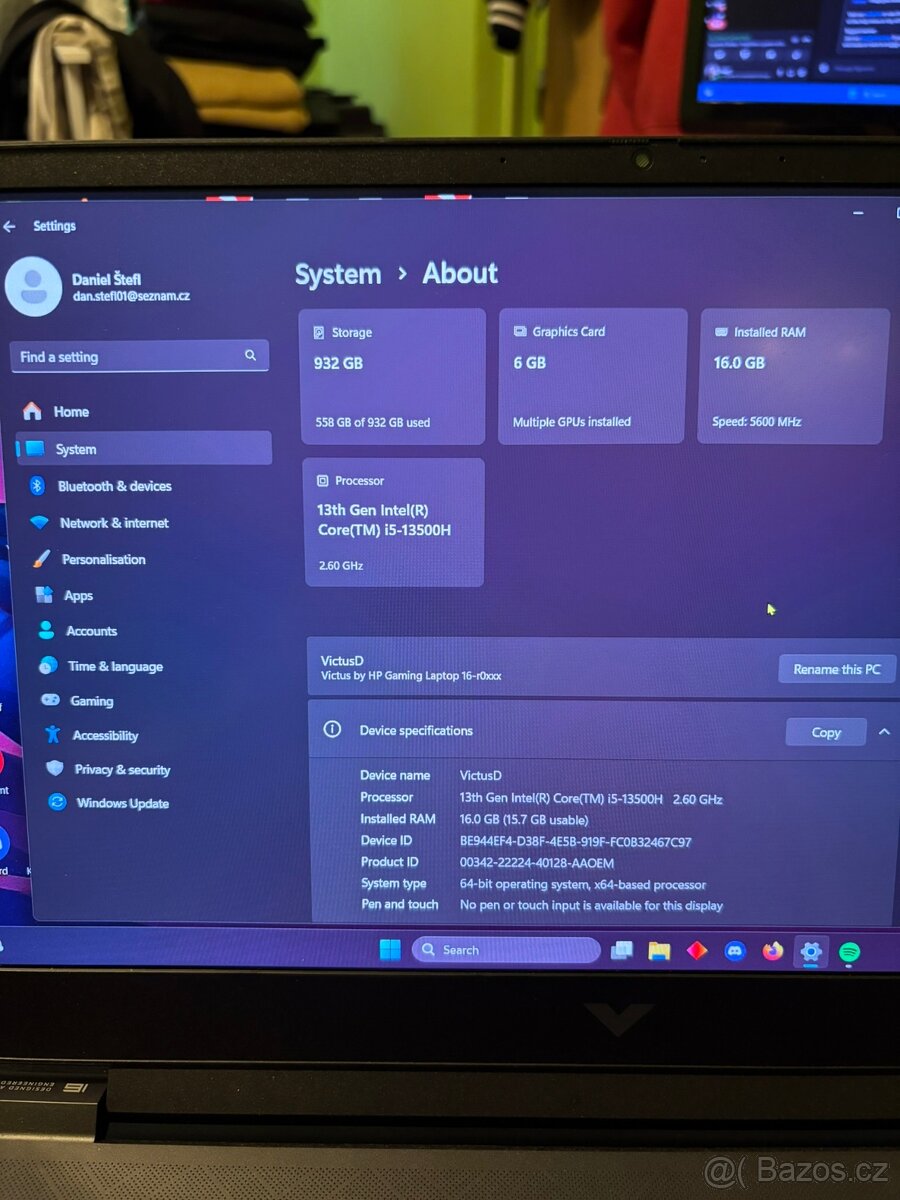 Prodám herní notebook HP VICTUS 16 - 3