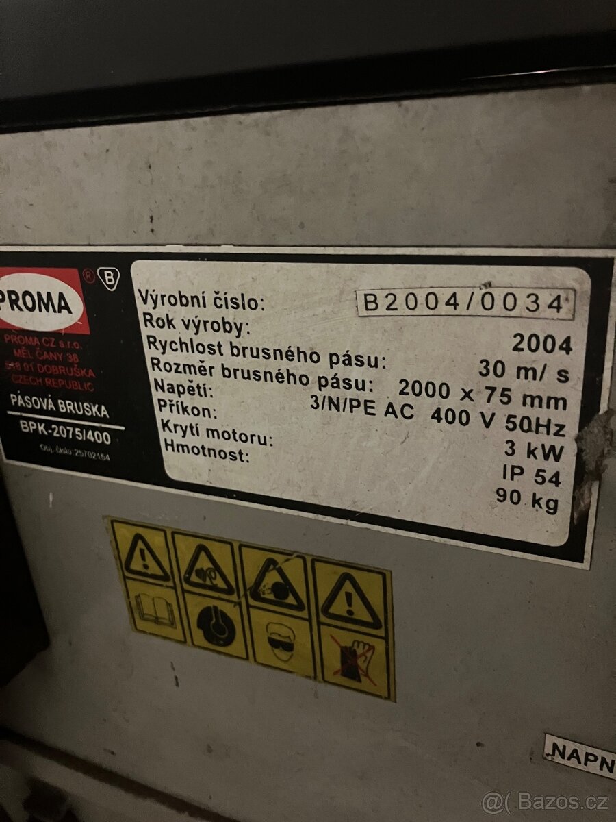 Pásová bruska na kov Proma - 3