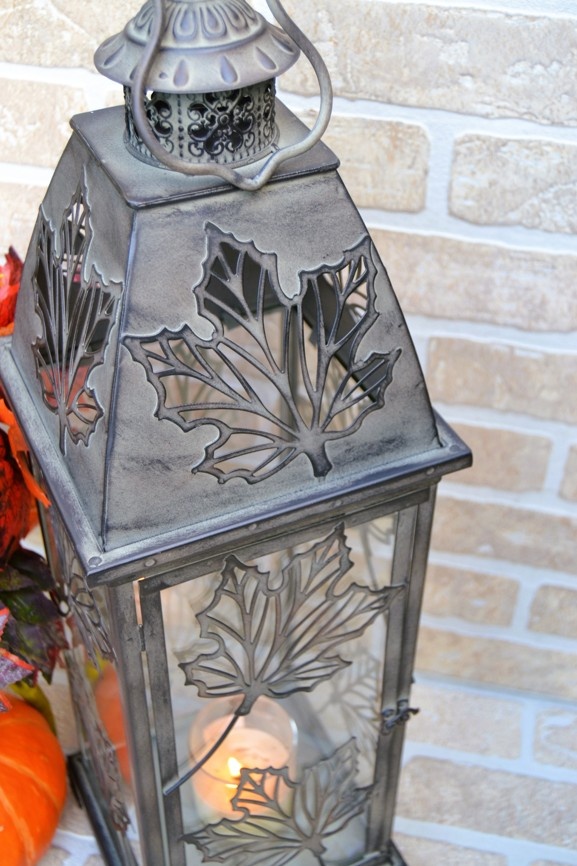 Rustikální kovová lucerna 66 cm - khaki patina - 3