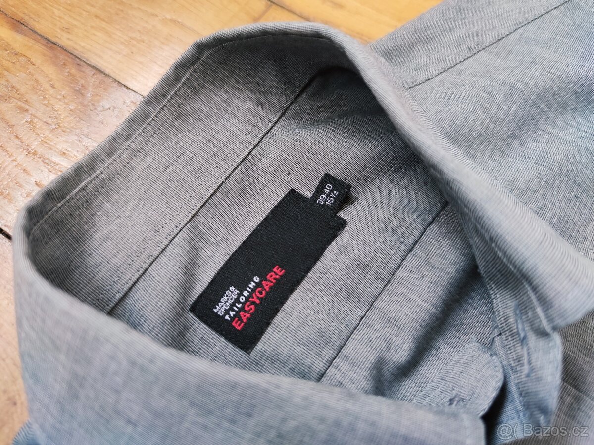 3 Košile Marks Spencer 38,39,40, 2šedé, 1světlá- TOP STAV - 3