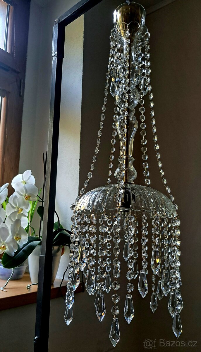 Starožitný celoskleněný lustr, lustřík - 3