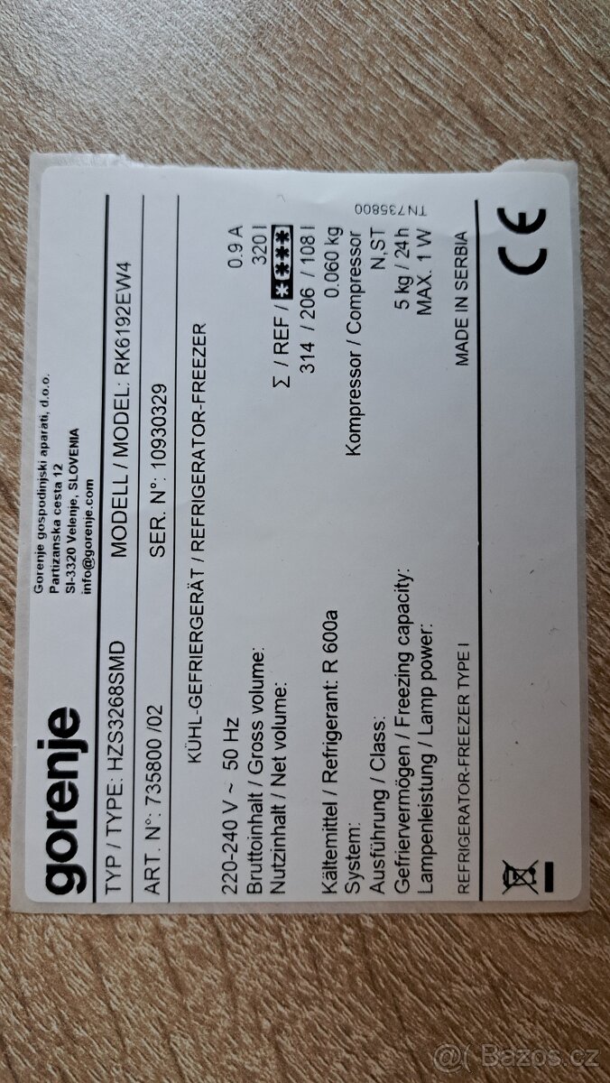 Lednice s mrazákem Gorenje - 3