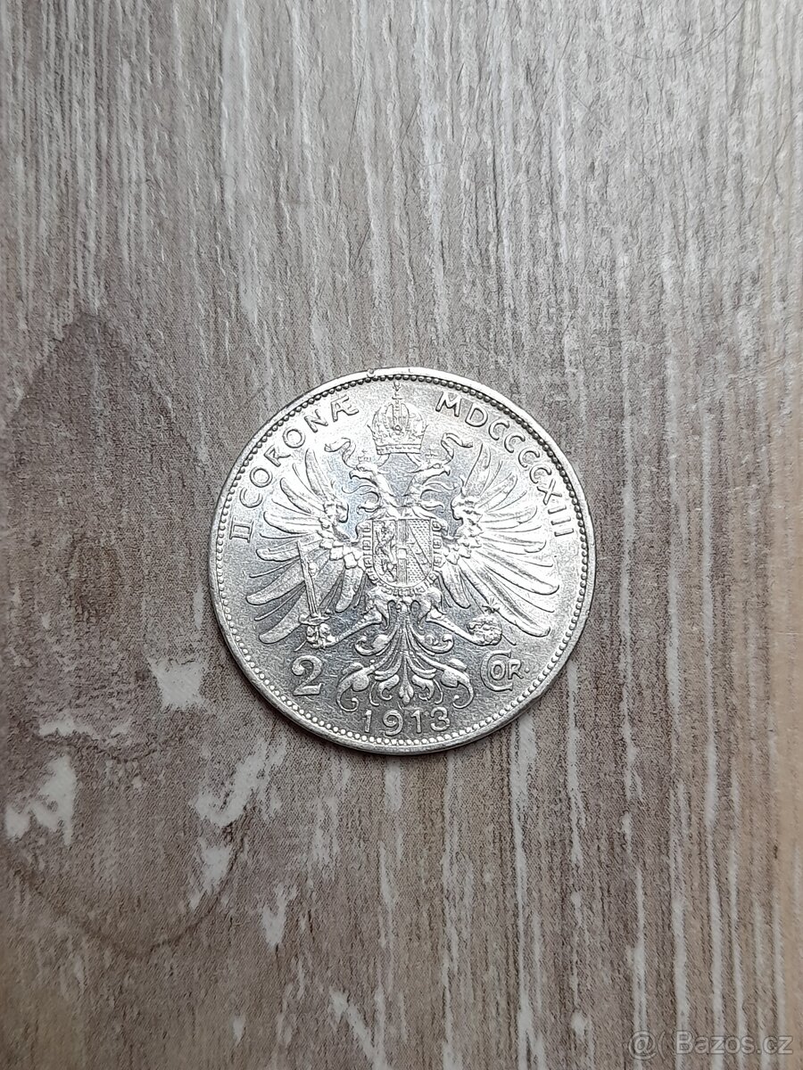 Stříbrná mince rakousko-uhersko 2cor. 1913 - 3