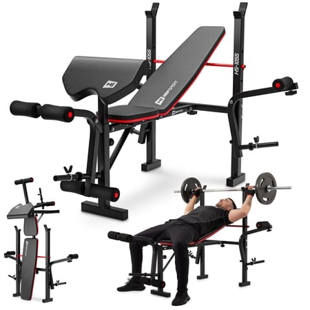 Domácí posilovna - lavice, 2x sada závaží, osa, trenažér aj - 3