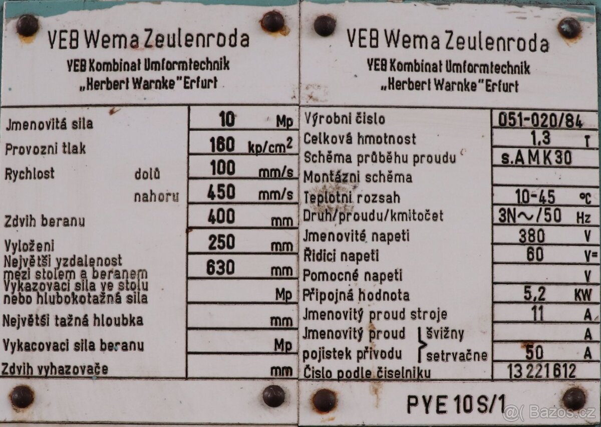 lis hydraulický PYE 10 S/1 - 3