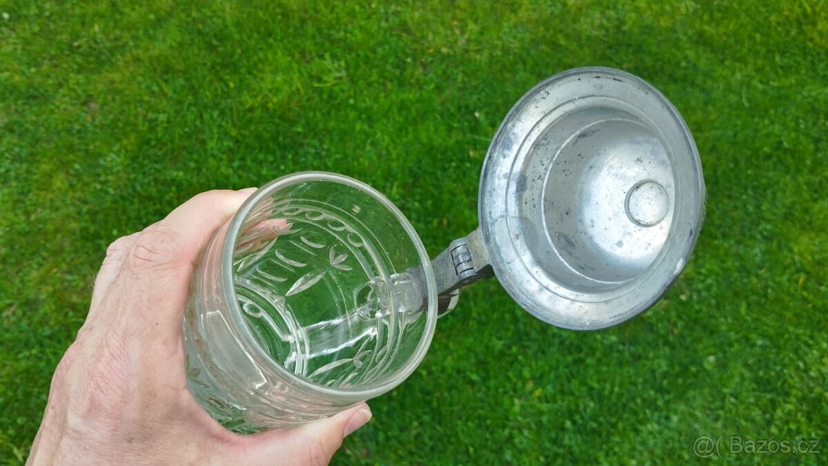 Starý skleněný korbel - krygl do vaší sbírky. - 3