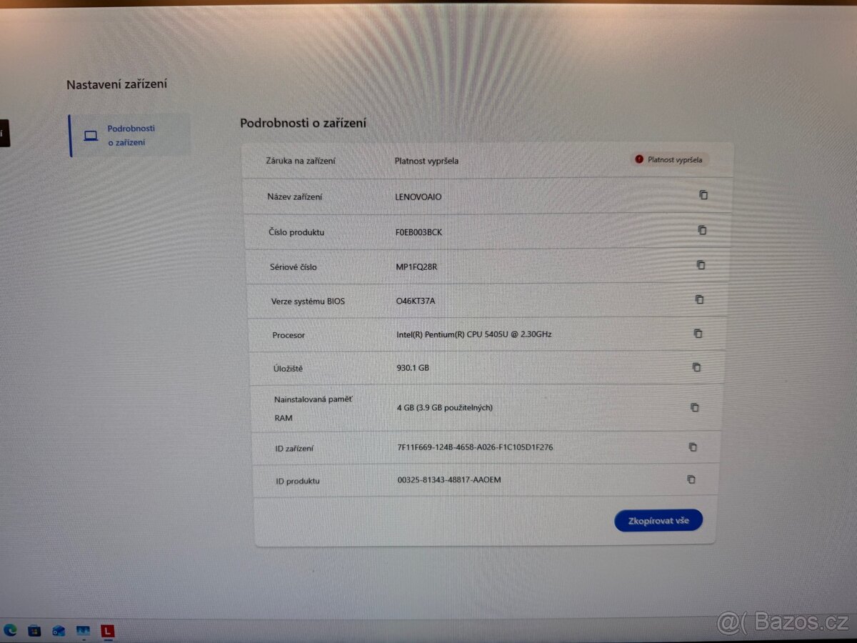 Počítač Lenovo All In One - A340 - Intel Pentium - 3