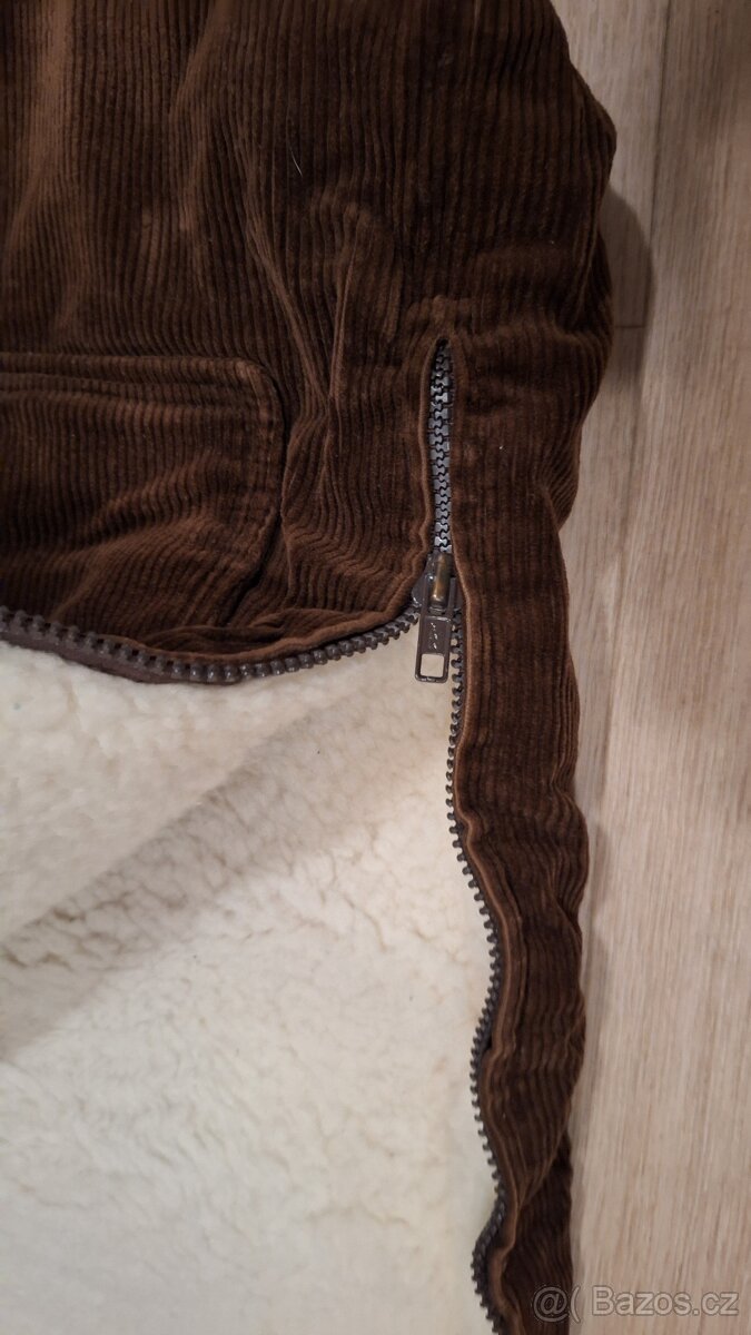 Zimni fusak z pravé kožešiny a hnědého manžestru - 3