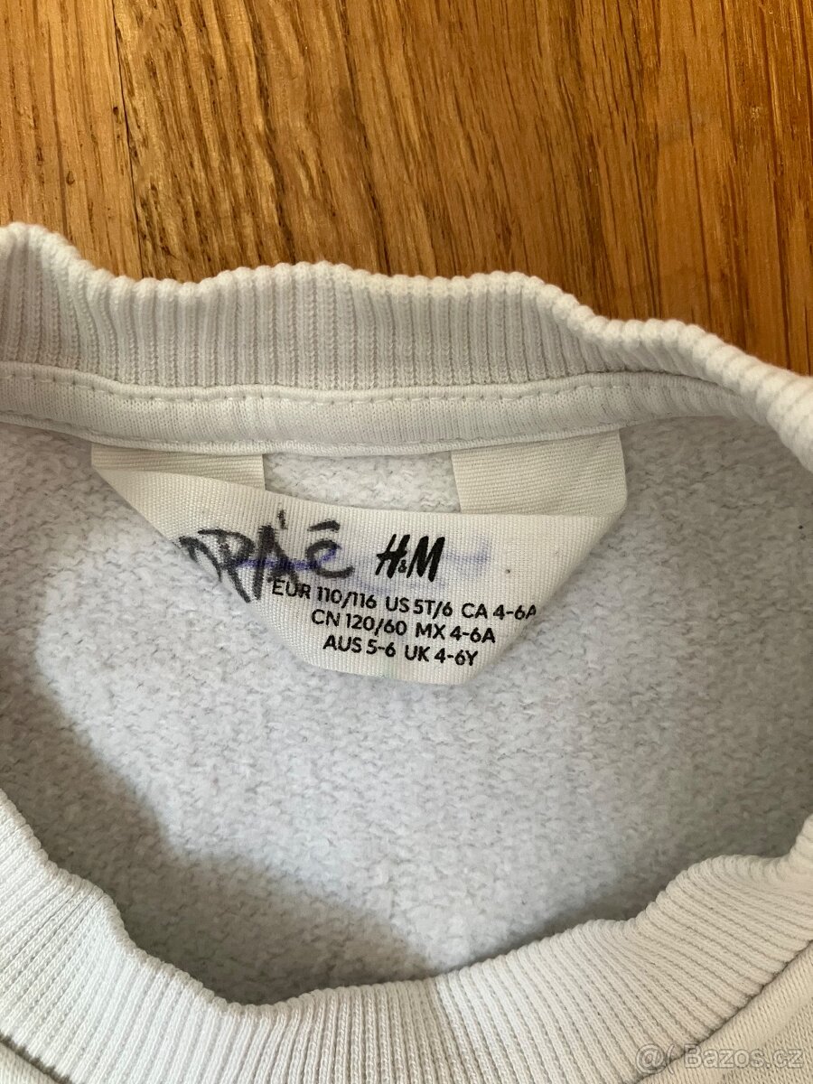 Mikina dinosaur bílá 110/116 H&M - 3