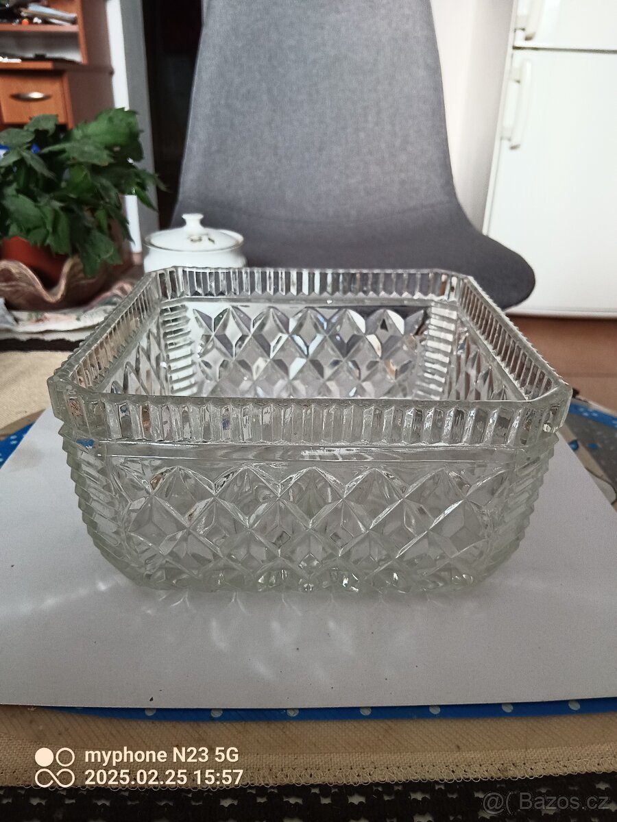 Stary křišťál brus mísy,karafa stamprle - 3