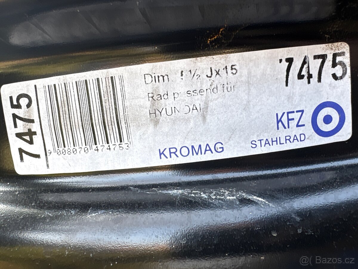 Prodám plechové ráfky Kia,Hyundai R15 - 3