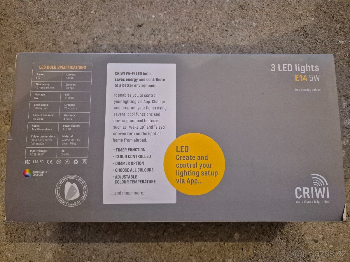 Nové WiFi ovládané RGBW žárovky Criwi 3ks - 3