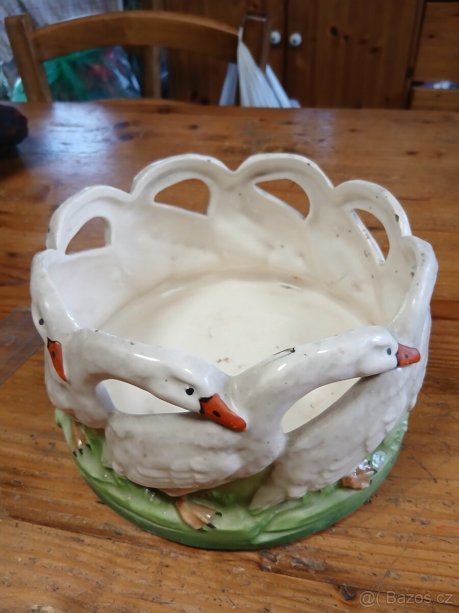 Keramická miska - husy ,40 léta - 3