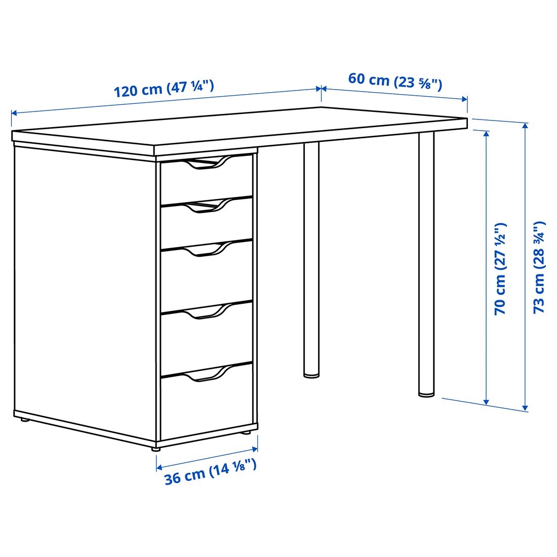 Psací stůl IKEA Lagkapten/Alex 120x60cm - 3