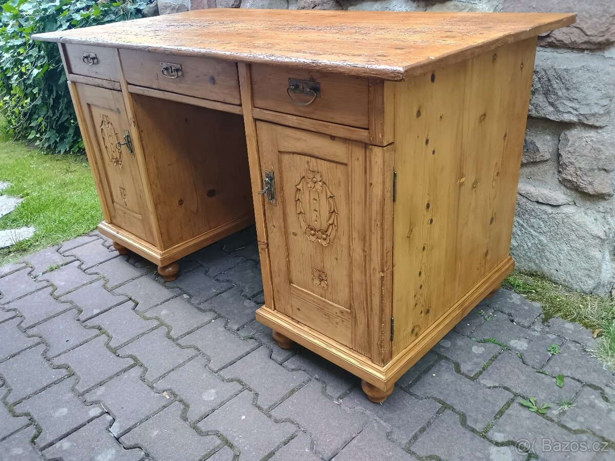 starý psací stůl smrk - 3