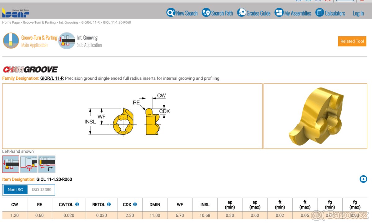 Destičky břitové ISCAR - GIQL 11-1.20-R060 IC528 - 3