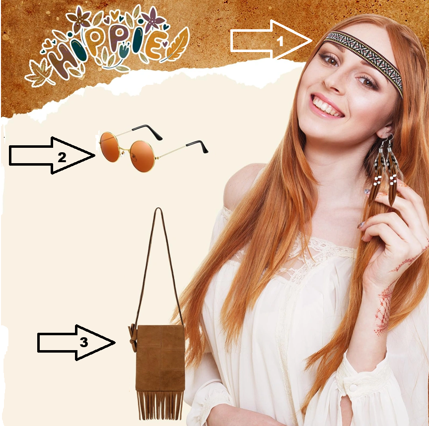 Nová hippies hippie sada pro ženy a dívky - SLEVA - 3