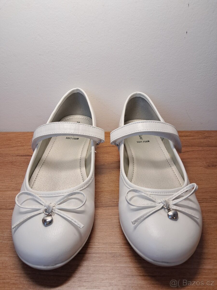 Dětské baleríny, s.Oliver, bílé s páskem, vel. 38 - 3