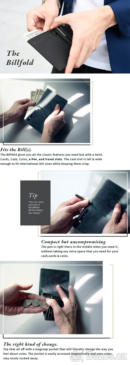 Luxusní minimalistická peněženka Kisetsu Shinkai (Billfold & - 3