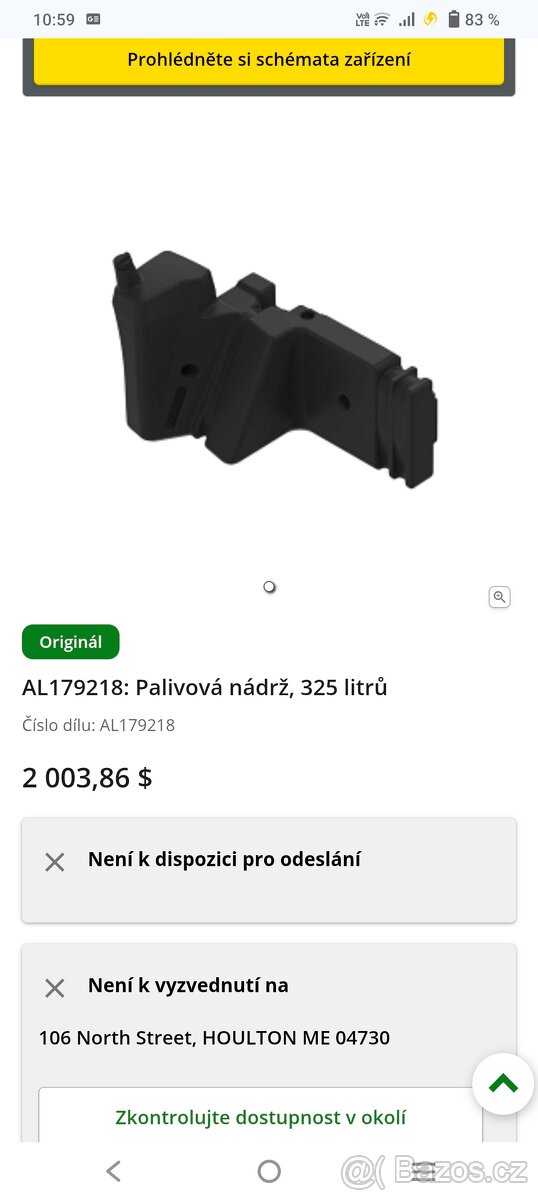 Palivová nádrž JD 6. 325l - 3