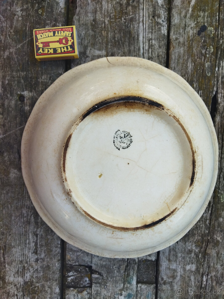 Starožitná značená kameninová mísa - 3