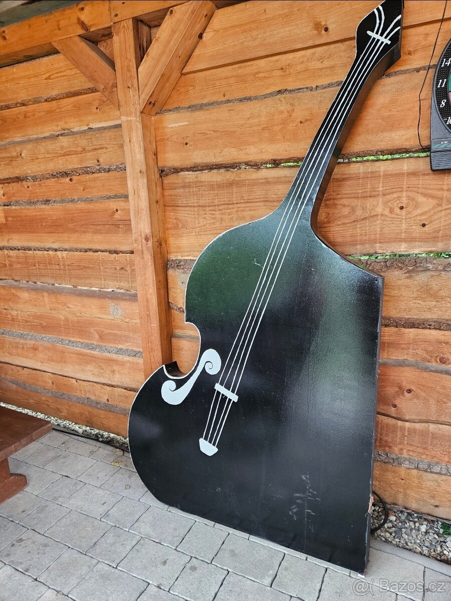 Stylová plechová dekorace KONTRABAS. - 3