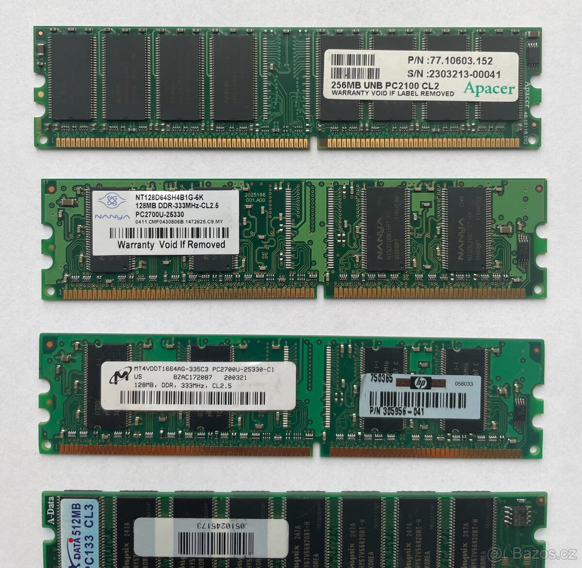 MIX RAM DDR CL2.5/CL3/CL5 paměti různé velikosti - 3