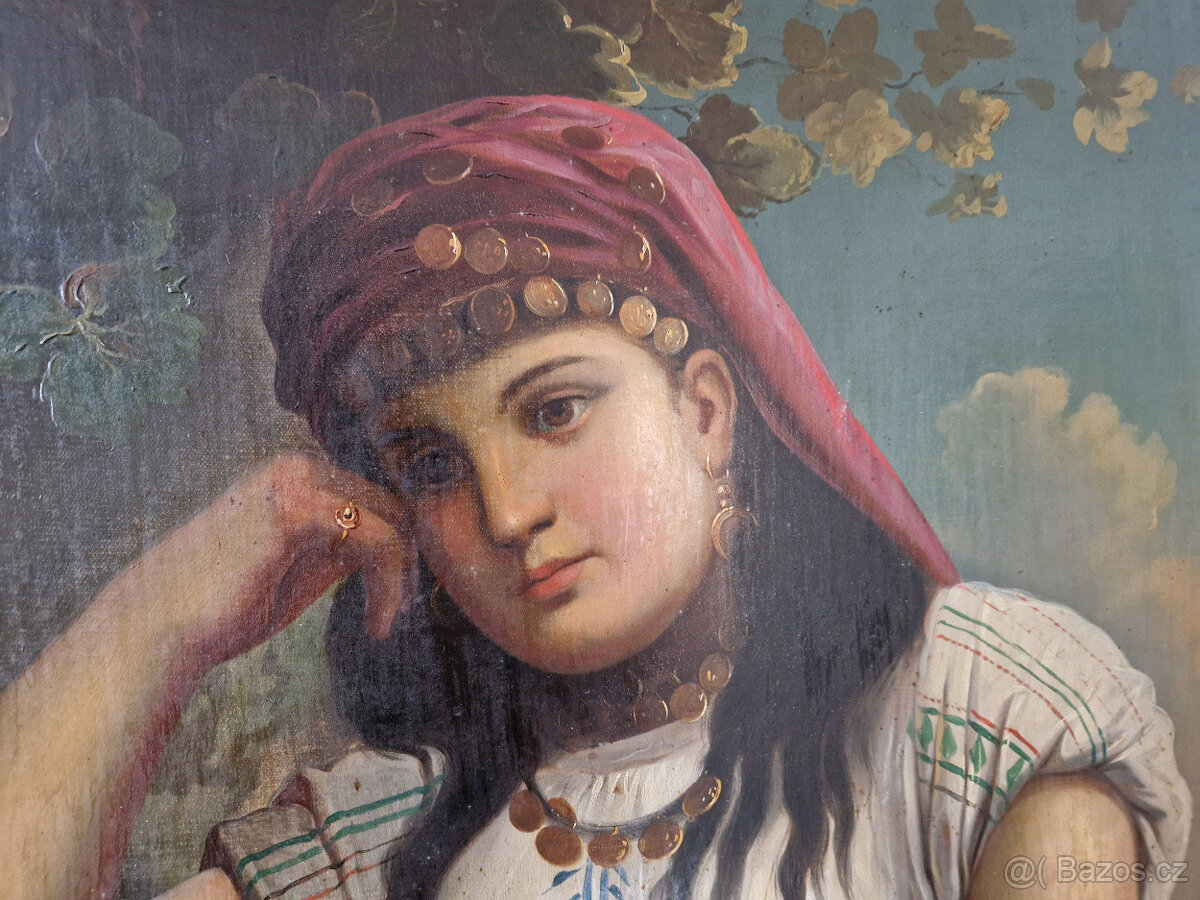 Obraz portrét Černohorka olej František Čermák 1822-1884 - 3