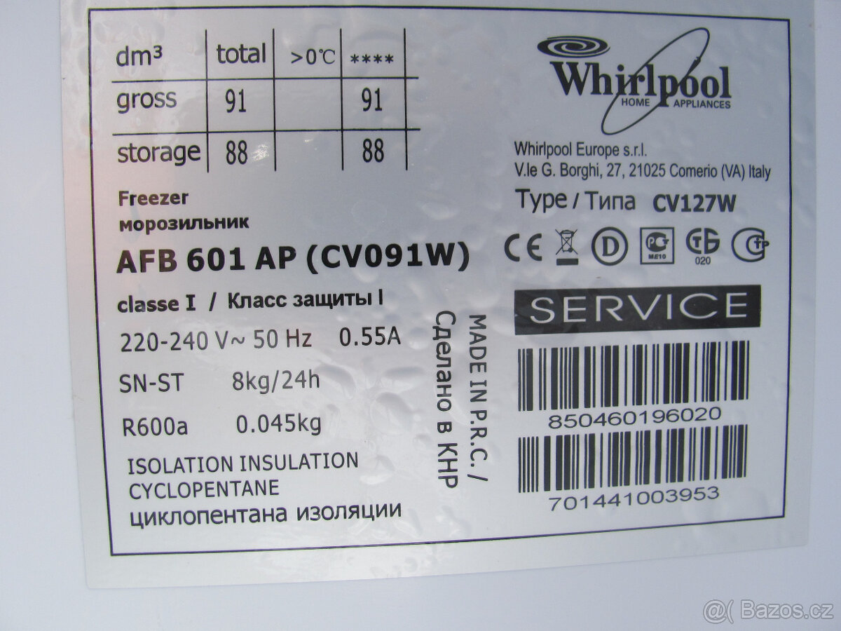 MRAZÁK/MRAZNIČKA WHIRLPOOL - 85cm - A+ - 3