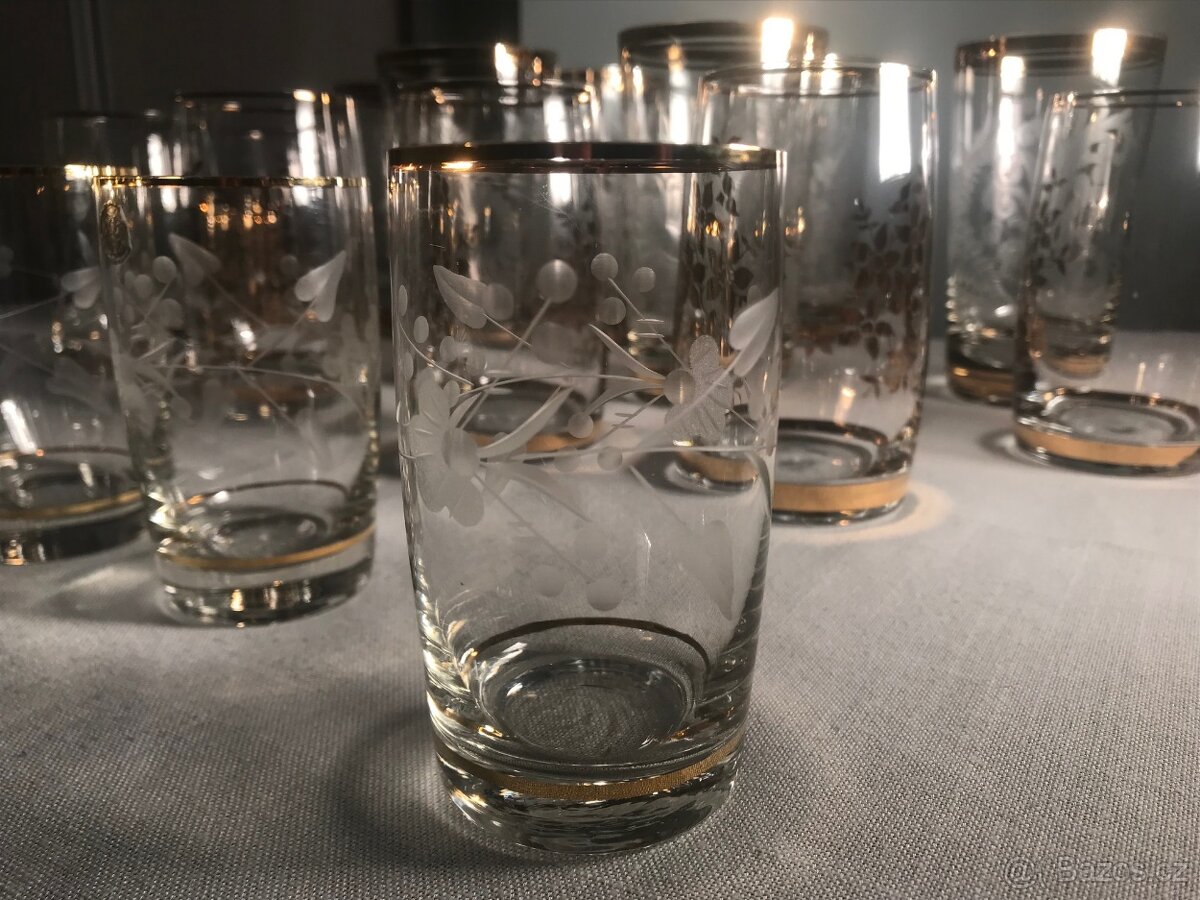 Bohemia Crystal broušené zlacené sklenice - 3