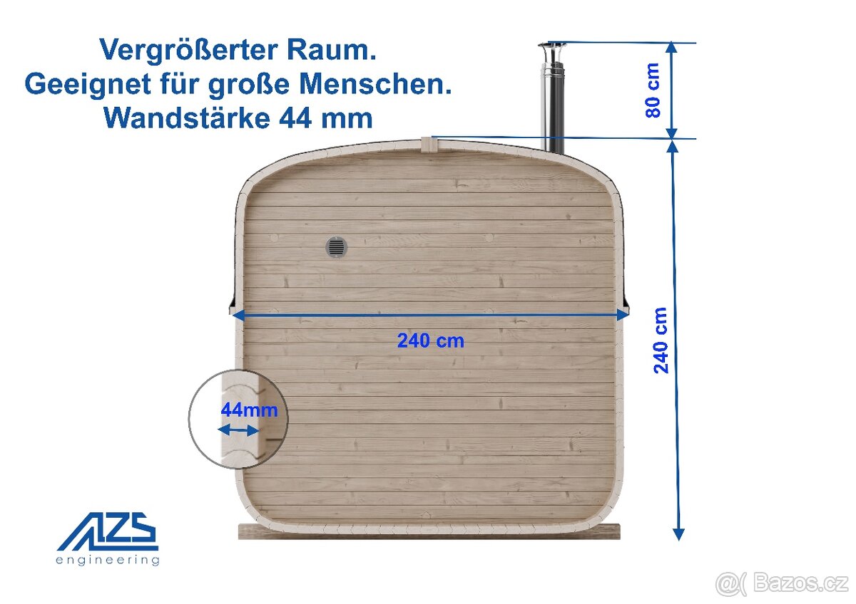 Sudová sauna 240cm AZS-ENGINEERING QUADRO 1QL - 3