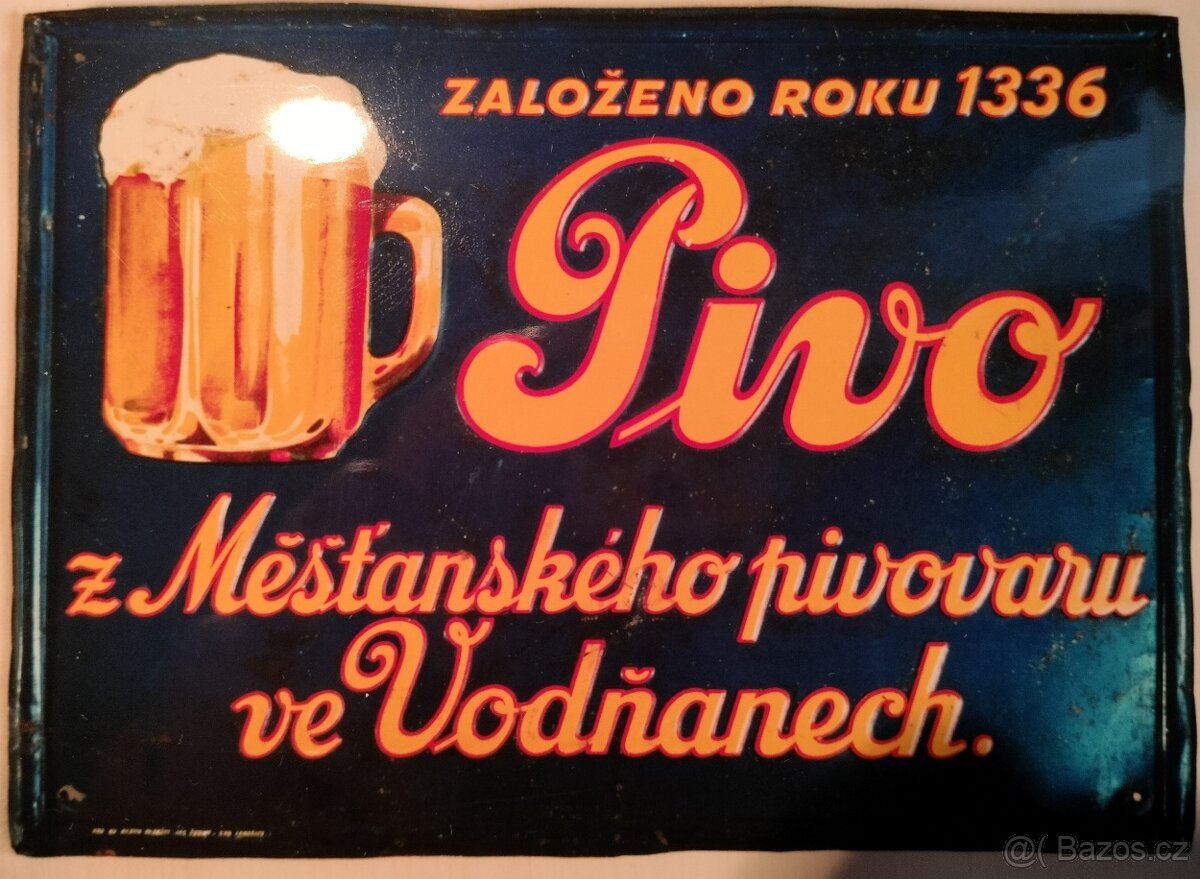 Pivní sklo, půllitry, třetinky, pivovarské cedule. - 3