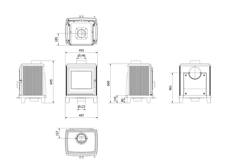 Kratki KOZA K11 kamna 6kW - 3