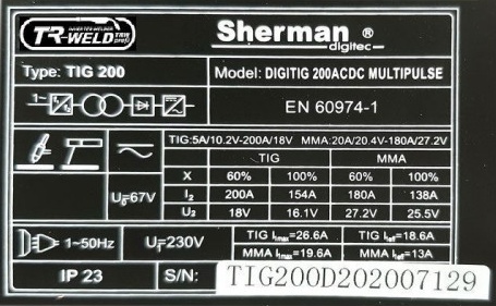 Svářečka Sherman DIGITIG 200 AC/DC MULTIPULSE - 3