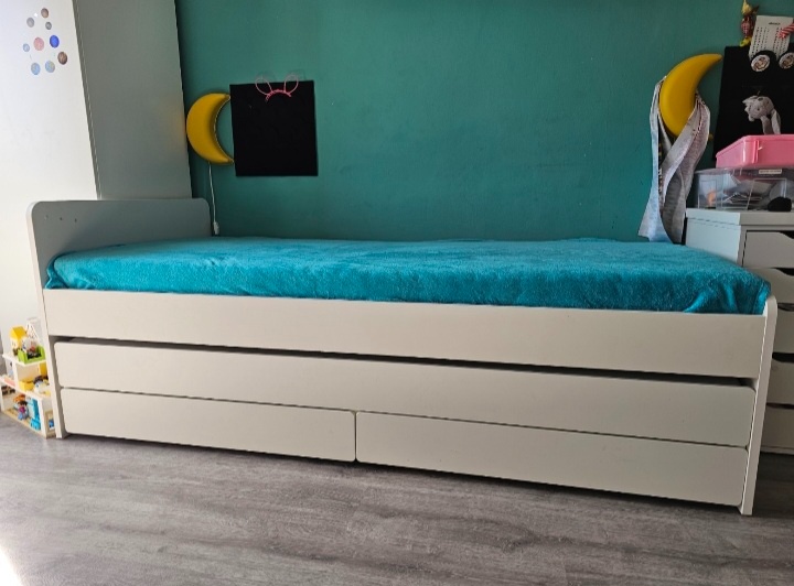 SLÄKT Rám dětské postele, lůžko a úl. pr., bílá, 90x200 cm - 3