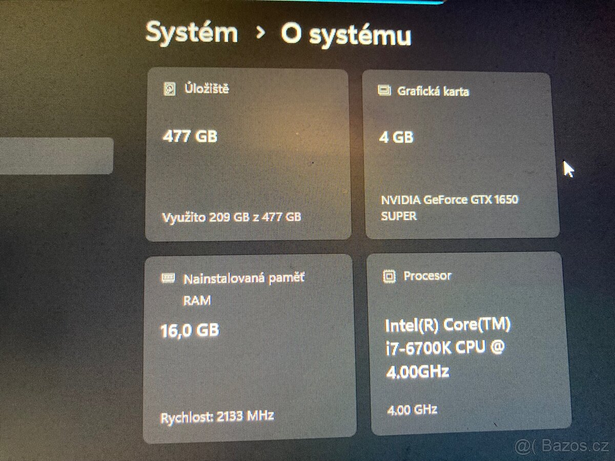 Herní pc i7-6700K, 16GB RAM, GTX 1650 SUPER 4GB, 512GB NVMe - 3