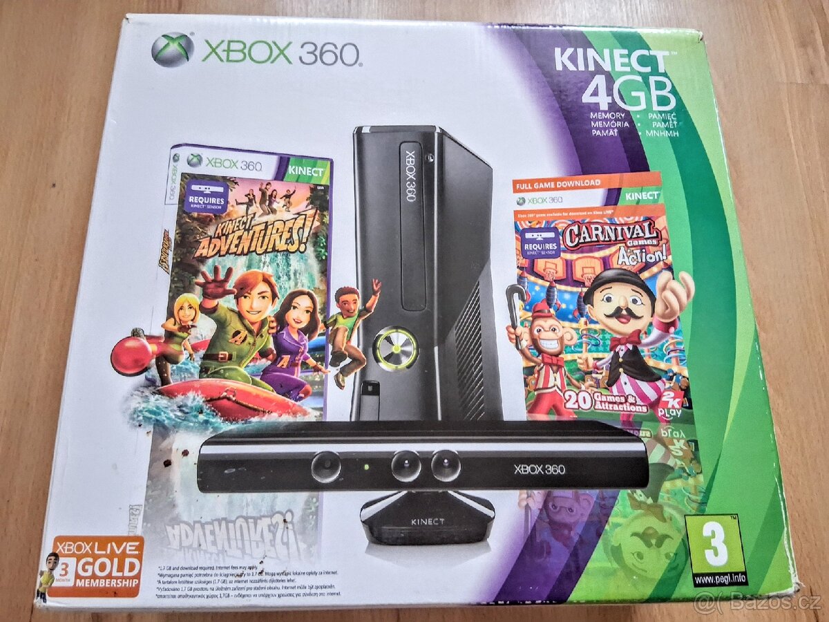 Xbox 360+Kinect+2x ovladač+4x hra - 3