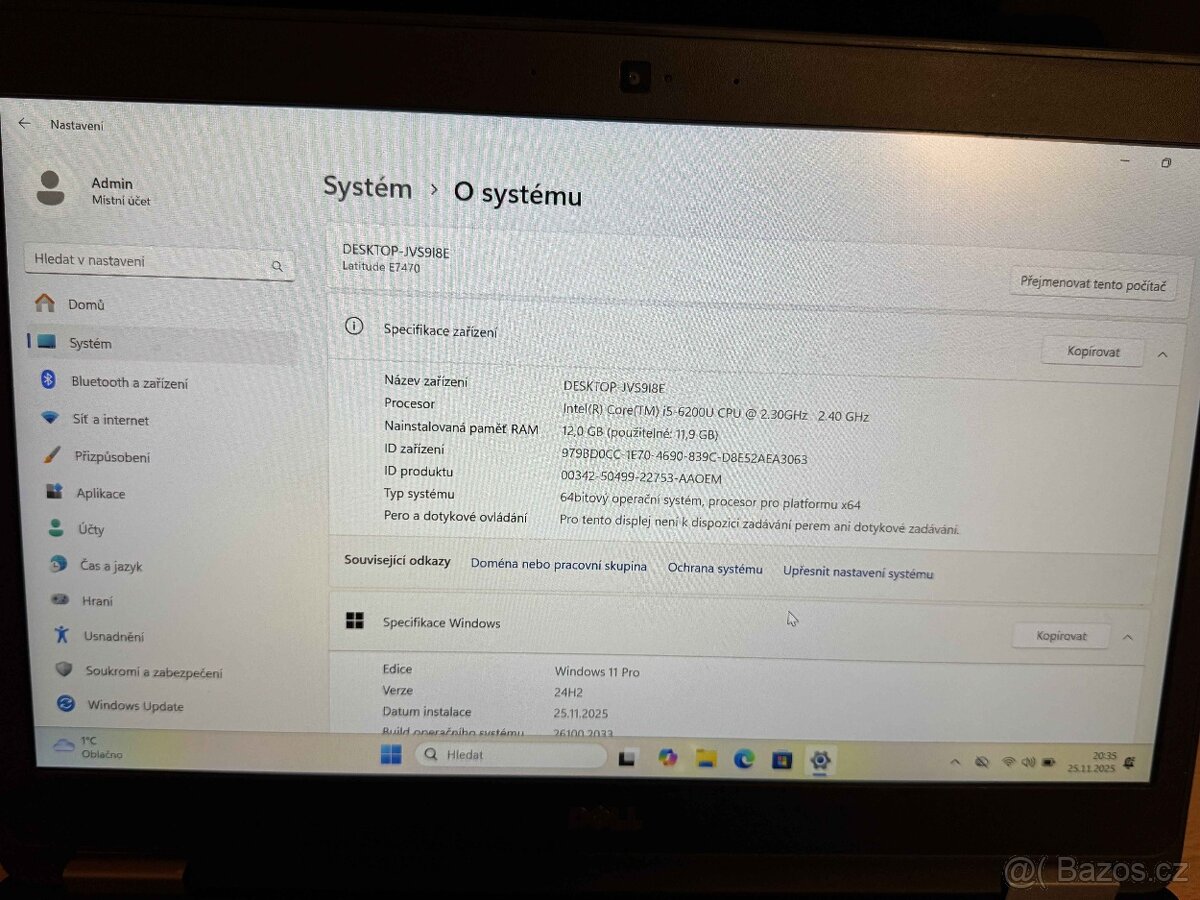 Manažerský Dell Latitude E7470 (i5, 12GB RAM, 256GB SSD) - 3