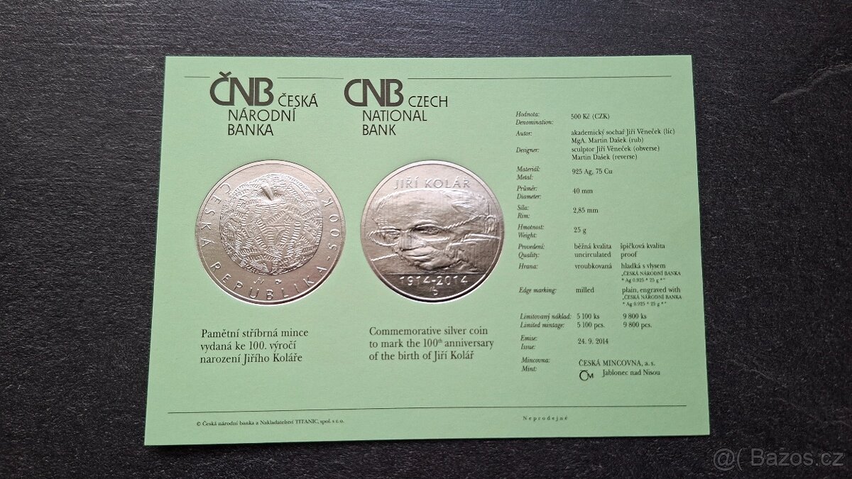 AG 500CZK 2014 Jiří Kolář PROOF - 3