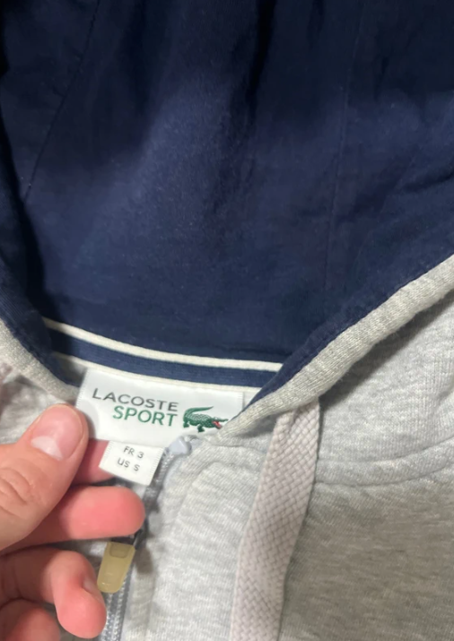 Šedá Lacoste Mikina na Zip s Kapucí - 3