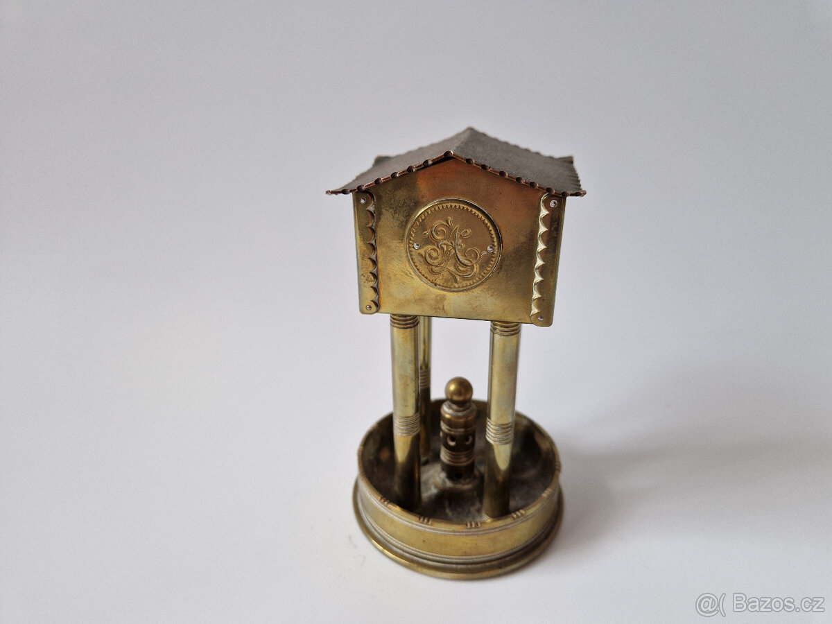 Starožitný stojánek na kapesní hodinky zákopové umění 1915 - 3