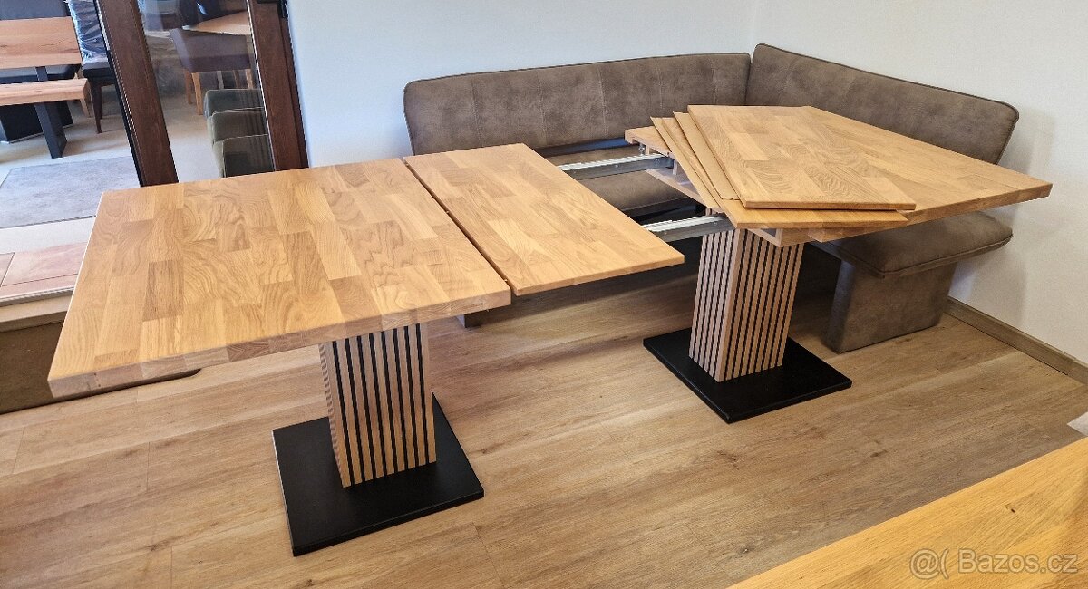 Sleva - Nový rozkládací stůl dub masiv 95x161+3x40 cm - 3