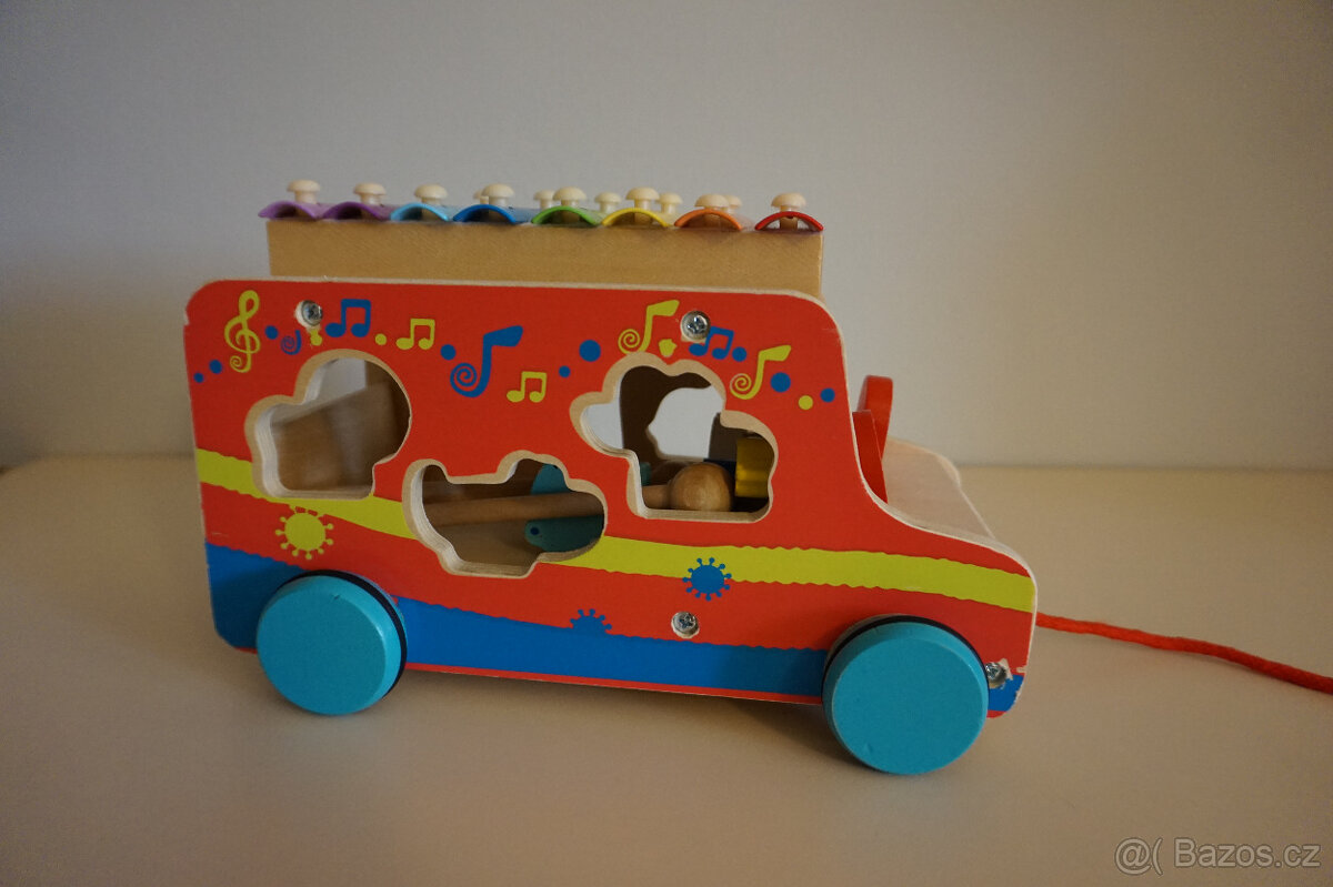 dřevěná tahací vkládačka + xylofon - 3