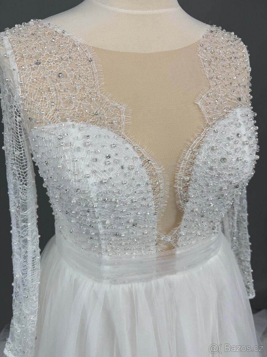 Luxusní nenošené svatební šaty, Joanna 46 EU (2 XL) - 3