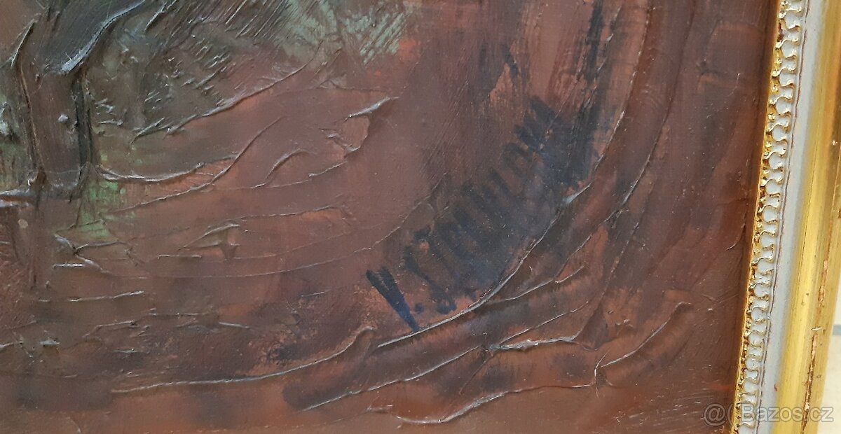 Obraz olej na plátně Vladimíra Stratilová signováno , " Luž - 3