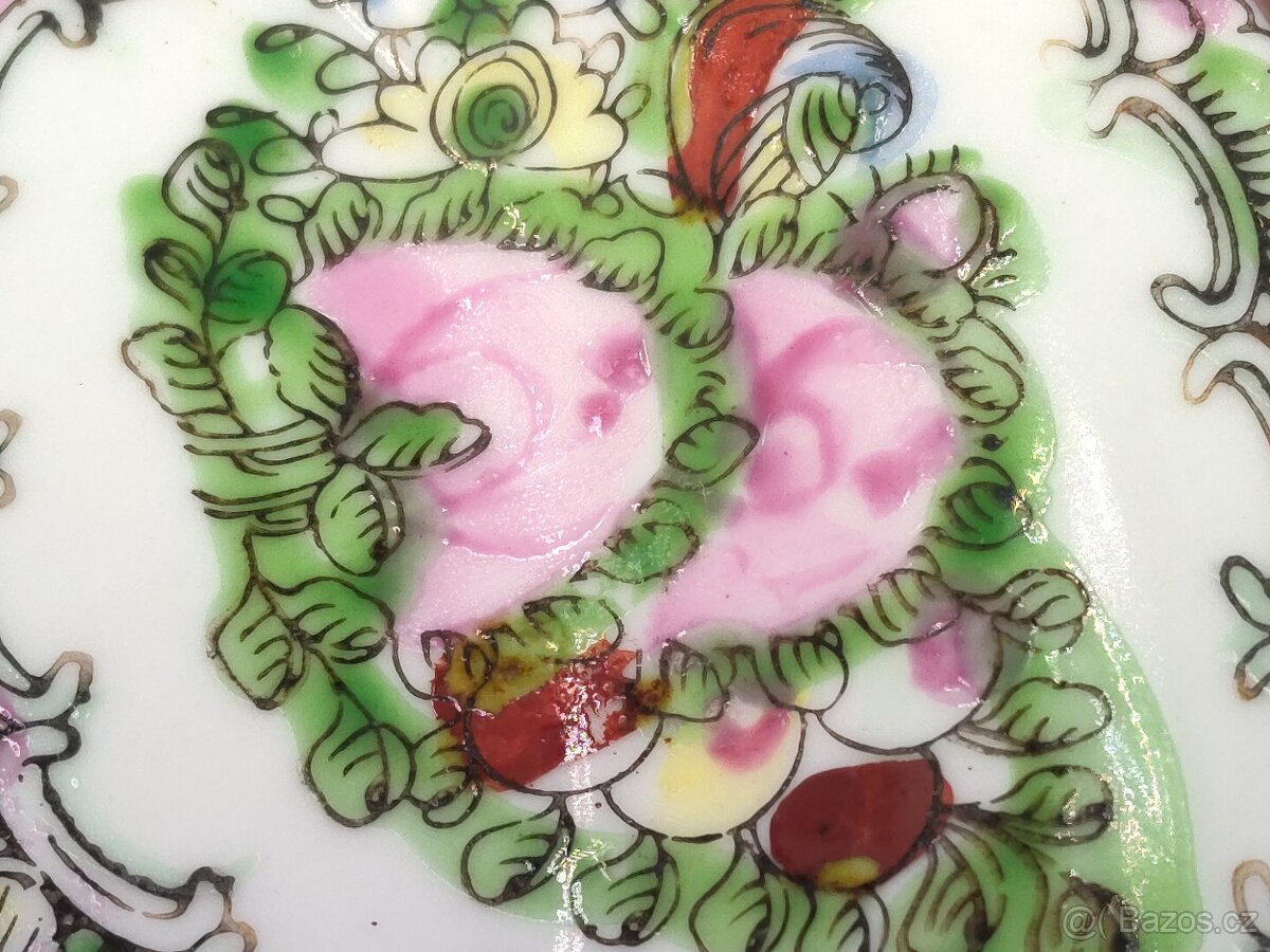 Luxusní starožitný porcelánový čínský talíř 19 století - 3